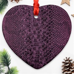 Purple Leather Snakeskin Design Ornament (heart) by ArtsyWishy