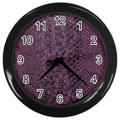 Purple Leather Snakeskin Design Wall Clock (black) by ArtsyWishy