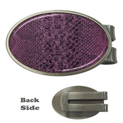 Purple Leather Snakeskin Design Money Clips (oval)  by ArtsyWishy