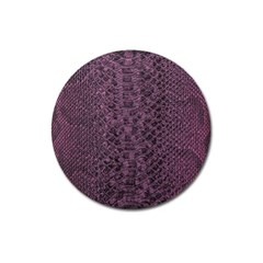 Purple Leather Snakeskin Design Magnet 3  (round) by ArtsyWishy