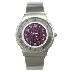 Purple Leather Snakeskin Design Stainless Steel Watch by ArtsyWishy