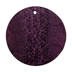 Purple Leather Snakeskin Design Round Ornament (two Sides) by ArtsyWishy