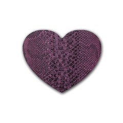 Purple Leather Snakeskin Design Heart Coaster (4 Pack)  by ArtsyWishy