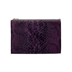 Purple Leather Snakeskin Design Cosmetic Bag (medium) by ArtsyWishy