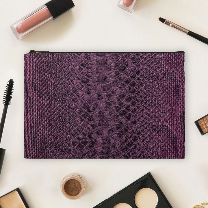 Purple Leather SnakeSkin Design Cosmetic Bag (Large)