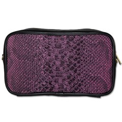 Purple Leather Snakeskin Design Toiletries Bag (one Side) by ArtsyWishy