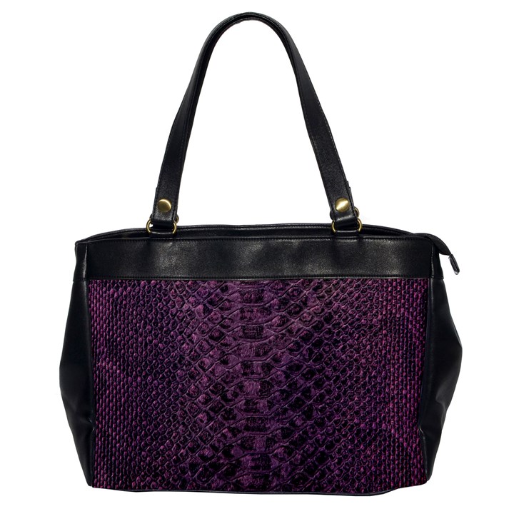 Purple Leather SnakeSkin Design Oversize Office Handbag