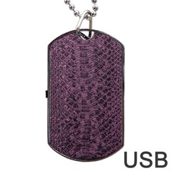 Purple Leather Snakeskin Design Dog Tag Usb Flash (one Side) by ArtsyWishy