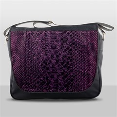 Purple Leather Snakeskin Design Messenger Bag by ArtsyWishy