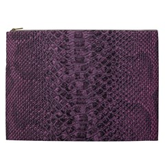 Purple Leather Snakeskin Design Cosmetic Bag (xxl) by ArtsyWishy