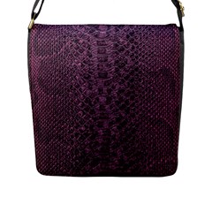 Purple Leather Snakeskin Design Flap Closure Messenger Bag (l) by ArtsyWishy