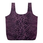 Purple Leather SnakeSkin Design Full Print Recycle Bag (L) Front