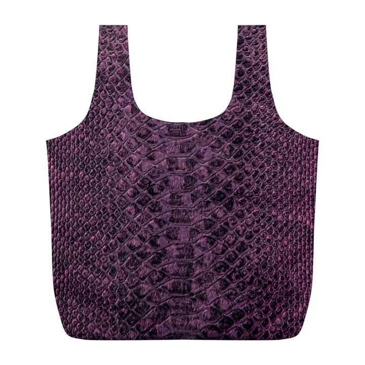 Purple Leather SnakeSkin Design Full Print Recycle Bag (L)