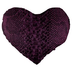 Purple Leather Snakeskin Design Large 19  Premium Flano Heart Shape Cushions by ArtsyWishy