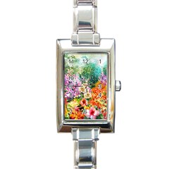 Forest Flowers  Rectangle Italian Charm Watch