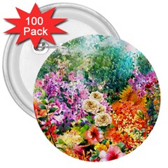 Forest Flowers  3  Buttons (100 Pack) 