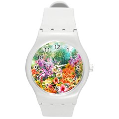 Forest Flowers  Round Plastic Sport Watch (M)