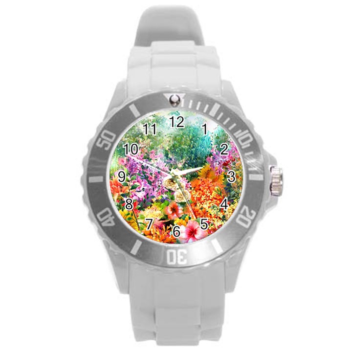 Forest Flowers  Round Plastic Sport Watch (L)