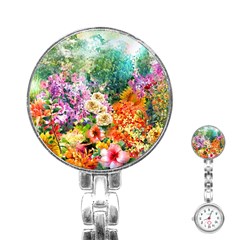 Forest Flowers  Stainless Steel Nurses Watch