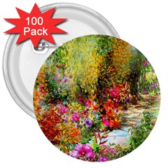 Forest Flowers  3  Buttons (100 Pack)  by ArtsyWishy