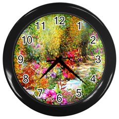 Forest Flowers  Wall Clock (black)