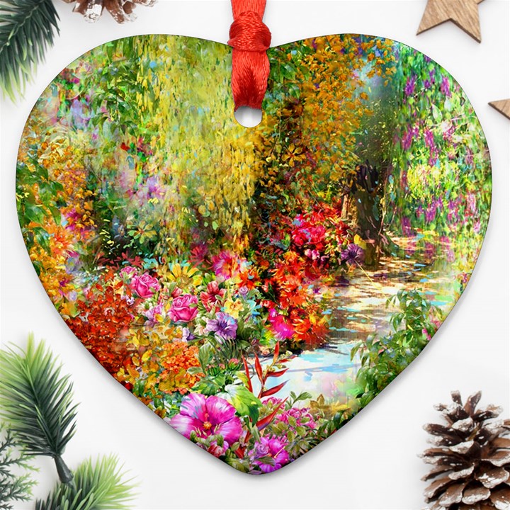 Forest Flowers  Heart Ornament (Two Sides)