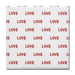 Flower Decorated Love Text Motif Print Pattern Tile Coaster by dflcprintsclothing