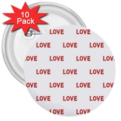 Flower Decorated Love Text Motif Print Pattern 3  Buttons (10 Pack)  by dflcprintsclothing