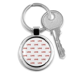 Flower Decorated Love Text Motif Print Pattern Key Chain (round) by dflcprintsclothing