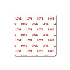 Flower Decorated Love Text Motif Print Pattern Square Magnet