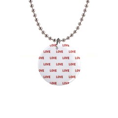 Flower Decorated Love Text Motif Print Pattern 1  Button Necklace by dflcprintsclothing