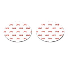 Flower Decorated Love Text Motif Print Pattern Cufflinks (oval) by dflcprintsclothing