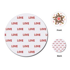 Flower Decorated Love Text Motif Print Pattern Playing Cards Single Design (round) by dflcprintsclothing