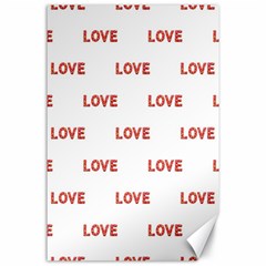 Flower Decorated Love Text Motif Print Pattern Canvas 24  X 36  by dflcprintsclothing