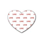 Flower Decorated Love Text Motif Print Pattern Heart Coaster (4 pack)  Front