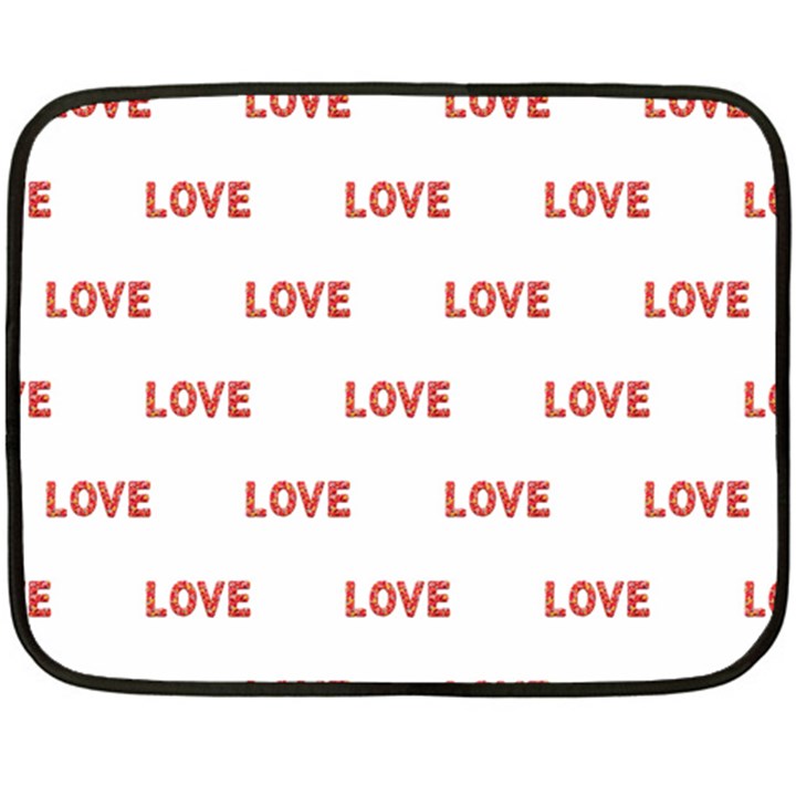 Flower Decorated Love Text Motif Print Pattern Fleece Blanket (Mini)