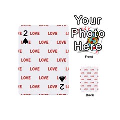 Flower Decorated Love Text Motif Print Pattern Playing Cards 54 Designs (mini) by dflcprintsclothing