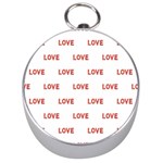 Flower Decorated Love Text Motif Print Pattern Silver Compasses Front