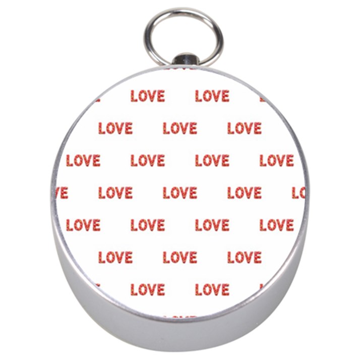 Flower Decorated Love Text Motif Print Pattern Silver Compasses