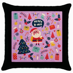 Merry Exmas Merry Exmas Throw Pillow Case (black) by designsbymallika