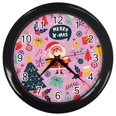 Merry Exmas Merry Exmas Wall Clock (black) by designsbymallika