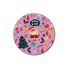 Merry Exmas Merry Exmas Rubber Round Coaster (4 Pack)  by designsbymallika