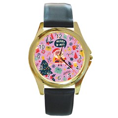 Merry Exmas Merry Exmas Round Gold Metal Watch by designsbymallika