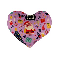 Merry Exmas Merry Exmas Standard 16  Premium Flano Heart Shape Cushions by designsbymallika