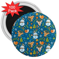 Snowman Deer Snowman Deer 3  Magnets (100 Pack) by designsbymallika