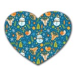 Snowman Deer Snowman Deer Heart Mousepads Front