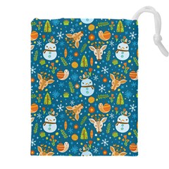 Snowman Deer Snowman Deer Drawstring Pouch (4xl) by designsbymallika