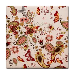 Red Floral Baatik Print Red Floral Baatik Print Tile Coaster by designsbymallika