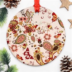 Red Floral Baatik Print Red Floral Baatik Print Ornament (round) by designsbymallika