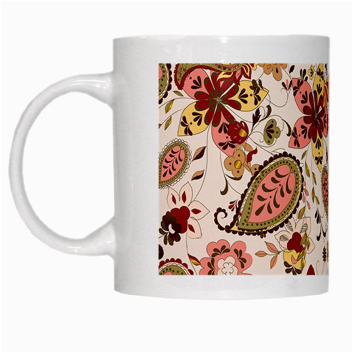 Red Floral Baatik Print Red Floral Baatik Print White Mugs